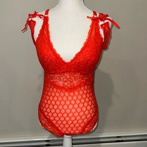 Red lace/mesh lingerie